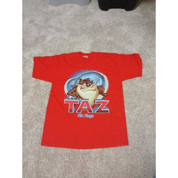 Vintage 2001 Six Flags  Taz T-Shirt Large Red  Looney Tunes Warner Bros Y2K!!! - Picture 3 of 7
